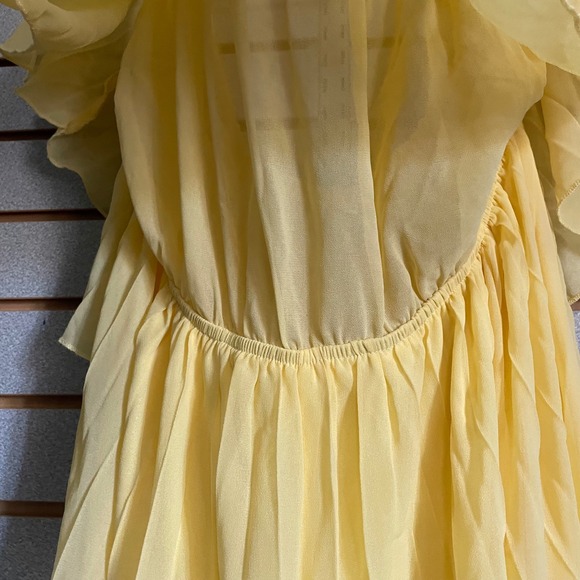 Yellow Chiffon Ruffle Off Shoulder Maxi Dress Plus Size 4XL Summer Beach - Picture 3 of 4